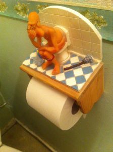 Best loo roll sheath so far Bruno's house is wonderland of eclectic trinkets and paraphernalia - mainly dog-related, but occasionally involving naked men too.