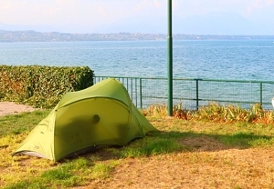 Lovely, peaceful spot in campsite by Lake Garda - one of the highlights of Italy.